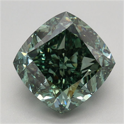 Picture of Lab Grown Diamond 3.21 Carats, CUSHION MODIFIED with  Cut, Fancy Vivid Green Color, VS1 Clarity and Certified by IGI
