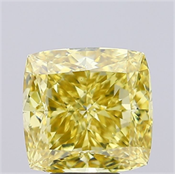 Picture of Lab Grown Diamond 6.25 Carats, CUSHION MODIFIED with  Cut, Fancy Intense Yellow Color, VS1 Clarity and Certified by IGI