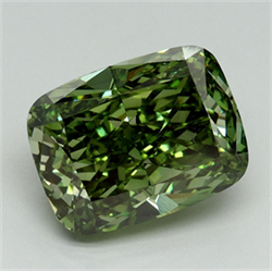 Picture of Lab Grown Diamond 5.28 Carats, CUSHION MODIFIED with  Cut, Fancy Vivid Green Color, VS1 Clarity and Certified by IGI