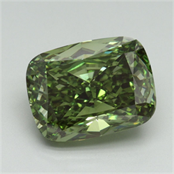 Picture of Lab Grown Diamond 5.29 Carats, CUSHION MODIFIED with  Cut, Fancy Vivid Green Color, VS1 Clarity and Certified by IGI