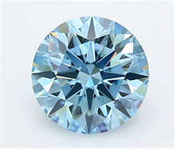 Picture of Lab Grown Diamond 2.06 Carats, Round with Ideal Cut, Fancy Vivid Blue Color, VVS2 Clarity and Certified by IGI