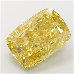 Picture of Lab Grown Diamond 5.58 Carats, CUSHION MODIFIED with  Cut, Fancy Intense Yellow Color, VS1 Clarity and Certified by IGI