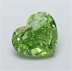 Picture of Lab Grown Diamond 6.09 Carats, Heart with  Cut, Fancy Vivid Green Color, VS1 Clarity and Certified by IGI
