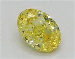 Picture of Lab Grown Diamond 2.00 Carats, Oval with  Cut, Fancy Vivid Yellow Color, IF Clarity and Certified by IGI