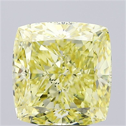 Picture of Lab Grown Diamond 5.08 Carats, CUSHION MODIFIED with  Cut, Fancy Intense Yellow Color, VS1 Clarity and Certified by IGI