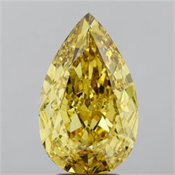 Picture of Lab Grown Diamond 6.03 Carats, Pear with  Cut, Fancy Vivid Yellow Color, VS2 Clarity and Certified by IGI