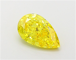 Picture of Lab Grown Diamond 1.56 Carats, Pear with  Cut, Fancy Vivid Yellow Color, VVS2 Clarity and Certified by IGI