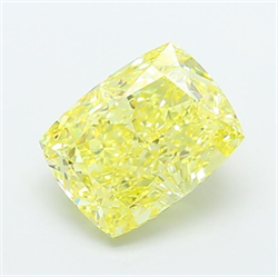 Picture of Lab Grown Diamond 4.09 Carats, CUSHION MODIFIED with  Cut, Fancy Intense Yellow Color, VS1 Clarity and Certified by IGI