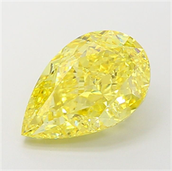 Picture of Lab Grown Diamond 4.19 Carats, Pear with  Cut, Fancy Vivid Yellow Color, VS1 Clarity and Certified by IGI