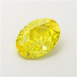 Picture of Lab Grown Diamond 1.58 Carats, Oval with  Cut, Fancy Vivid Yellow Color, VVS2 Clarity and Certified by IGI
