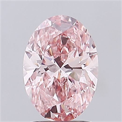 Picture of Lab Grown Diamond 1.58 Carats, Oval with  Cut, Fancy Vivid Pink Color, VVS2 Clarity and Certified by IGI