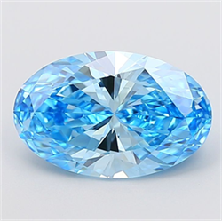 Picture of Lab Grown Diamond 4.10 Carats, Oval with  Cut, Fancy Vivid Blue Color, VS1 Clarity and Certified by IGI