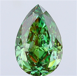 Picture of Lab Grown Diamond 4.40 Carats, Pear with  Cut, Fancy Vivid Green Color, VS1 Clarity and Certified by IGI