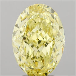 Picture of Lab Grown Diamond 4.04 Carats, Oval with  Cut, Fancy Yellow Color, VVS2 Clarity and Certified by IGI