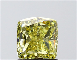 Picture of Lab Grown Diamond 1.44 Carats, CUSHION MODIFIED with  Cut, Fancy Intense Yellow Color, VS1 Clarity and Certified by IGI