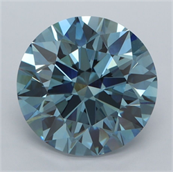 Picture of Lab Grown Diamond 4.01 Carats, Round with Ideal Cut, Fancy Vivid Blue Color, VVS2 Clarity and Certified by IGI