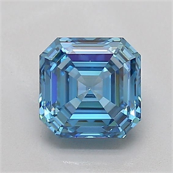 Picture of Lab Grown Diamond 1.22 Carats, Asscher with  Cut, Fancy Vivid Blue Color, VVS2 Clarity and Certified by IGI