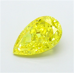 Picture of Lab Grown Diamond 2.25 Carats, Pear with  Cut, Fancy Vivid Yellow Color, VS1 Clarity and Certified by IGI
