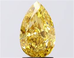 Picture of Lab Grown Diamond 2.05 Carats, Pear with  Cut, Fancy Intense Yellow Color, VS1 Clarity and Certified by IGI
