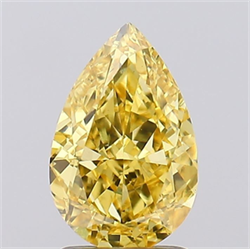 Picture of Lab Grown Diamond 2.00 Carats, Pear with  Cut, Fancy Vivid Yellow Color, VS1 Clarity and Certified by IGI