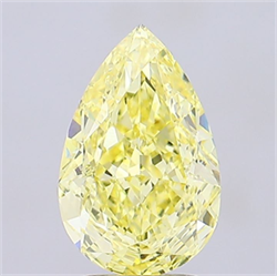 Picture of Lab Grown Diamond 2.37 Carats, Pear with  Cut, Fancy Intense Yellow Color, VS1 Clarity and Certified by IGI