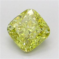 Picture of Lab Grown Diamond 3.50 Carats, CUSHION MODIFIED with  Cut, Fancy Intense Yellow Color, VVS2 Clarity and Certified by IGI