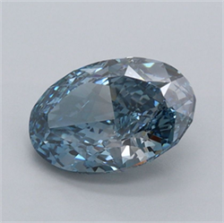 Picture of Lab Grown Diamond 1.55 Carats, Oval with  Cut, Fancy Vivid Blue Color, VS1 Clarity and Certified by IGI