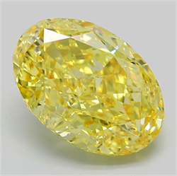 Picture of Lab Grown Diamond 7.66 Carats, Oval with  Cut, Fancy Vivid Yellow Color, VVS2 Clarity and Certified by IGI