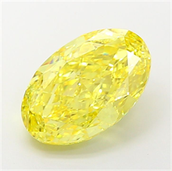 Picture of Lab Grown Diamond 7.06 Carats, Oval with  Cut, Fancy Vivid Yellow Color, VVS2 Clarity and Certified by IGI