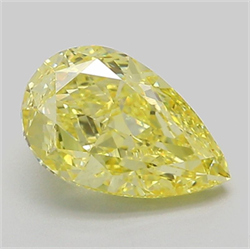 Picture of Lab Grown Diamond 2.09 Carats, Pear with  Cut, Fancy Vivid Yellow Color, VVS2 Clarity and Certified by IGI