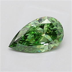 Picture of Lab Grown Diamond 1.42 Carats, Pear with  Cut, Fancy Vivid Green Color, VS1 Clarity and Certified by IGI