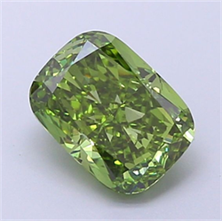 Picture of Lab Grown Diamond 1.56 Carats, Cushion with  Cut, Fancy Vivid Green Color, VS1 Clarity and Certified by IGI