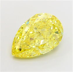 Picture of Lab Grown Diamond 6.48 Carats, Pear with  Cut, Fancy Vivid Yellow Color, VS1 Clarity and Certified by IGI