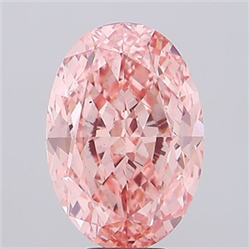 Picture of Lab Grown Diamond 9.52 Carats, Oval with  Cut, Fancy Vivid Pink Color, VS2 Clarity and Certified by IGI