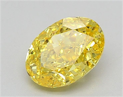 Picture of Lab Grown Diamond 1.54 Carats, Oval with  Cut, Fancy Vivid Yellow Color, VVS1 Clarity and Certified by IGI
