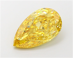Picture of Lab Grown Diamond 3.89 Carats, Pear with  Cut, Fancy Vivid Yellow Color, VS1 Clarity and Certified by IGI