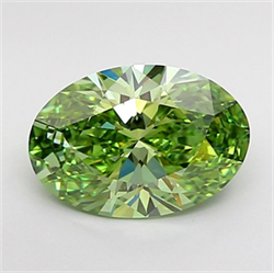 Picture of Lab Grown Diamond 2.02 Carats, Oval with  Cut, Fancy Vivid Green Color, VVS1 Clarity and Certified by IGI
