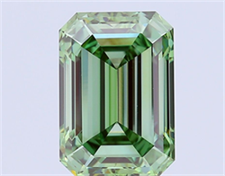 Picture of Lab Grown Diamond 7.08 Carats, Emerald with  Cut, Fancy Vivid Green Color, VVS2 Clarity and Certified by IGI