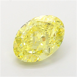 Picture of Lab Grown Diamond 3.58 Carats, Oval with  Cut, Fancy Vivid Yellow Color, VS1 Clarity and Certified by IGI