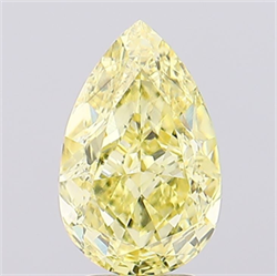 Picture of Lab Grown Diamond 4.02 Carats, Pear with  Cut, Fancy Vivid Yellow Color, VS2 Clarity and Certified by IGI