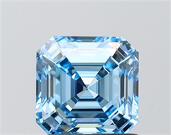Picture of Lab Grown Diamond 1.50 Carats, Asscher with  Cut, Fancy Vivid Blue Color, IF Clarity and Certified by IGI