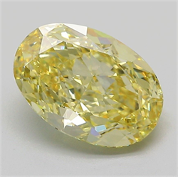 Picture of Lab Grown Diamond 3.11 Carats, Oval with  Cut, Fancy Intense Yellow Color, VS1 Clarity and Certified by IGI