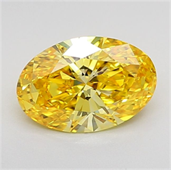 Picture of Lab Grown Diamond 1.31 Carats, Oval with  Cut, Fancy Vivid Yellow Color, VVS2 Clarity and Certified by IGI