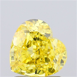 Picture of Lab Grown Diamond 1.22 Carats, Heart with  Cut, Fancy Vivid Yellow Color, VVS2 Clarity and Certified by IGI