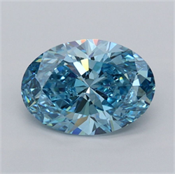 Picture of Lab Grown Diamond 1.55 Carats, Oval with  Cut, Fancy Vivid Blue Color, VVS2 Clarity and Certified by IGI