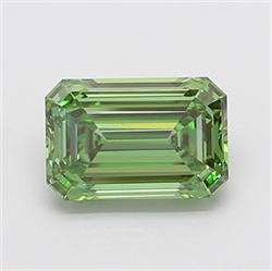 Picture of Lab Grown Diamond 3.81 Carats, Emerald with  Cut, Fancy Vivid Green Color, VS1 Clarity and Certified by IGI