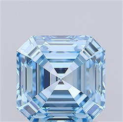 Picture of Lab Grown Diamond 1.55 Carats, Asscher with  Cut, Fancy Vivid Blue Color, VVS2 Clarity and Certified by IGI