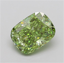 Picture of Lab Grown Diamond 3.05 Carats, CUSHION MODIFIED with  Cut, Fancy Vivid Green Color, VVS2 Clarity and Certified by IGI