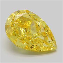 Picture of Lab Grown Diamond 7.06 Carats, Pear with  Cut, Fancy Vivid Yellow Color, VS1 Clarity and Certified by IGI