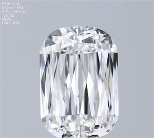 Picture of Natural Diamond 0.52 Carats, Cushion with  Cut, F Color, VS1 Clarity and Certified by GIA